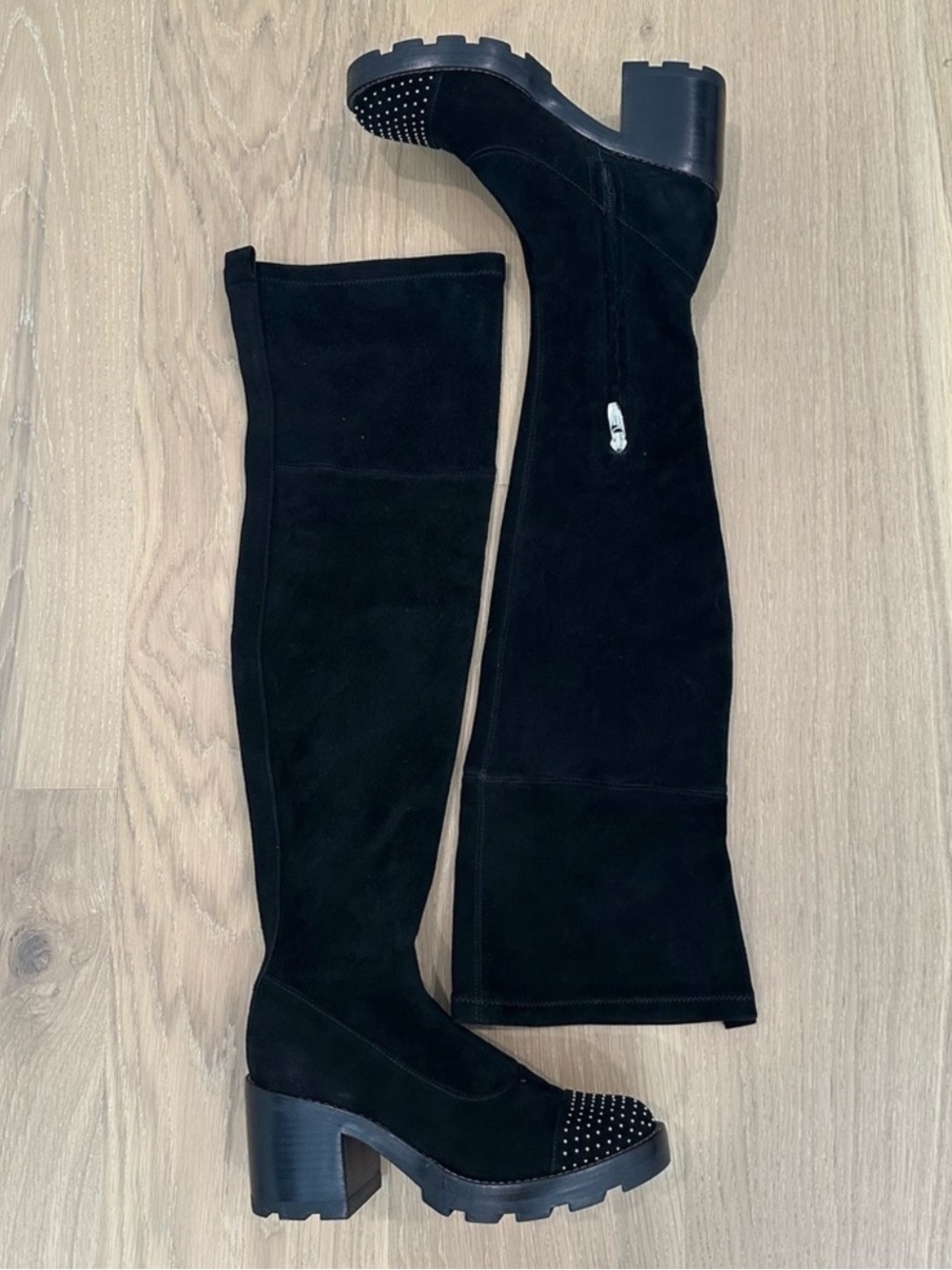 Sigerson Morrison Women’s Over the Knee Black Suede Heeled Boots Knee High Boots - Picture 2 of 16
